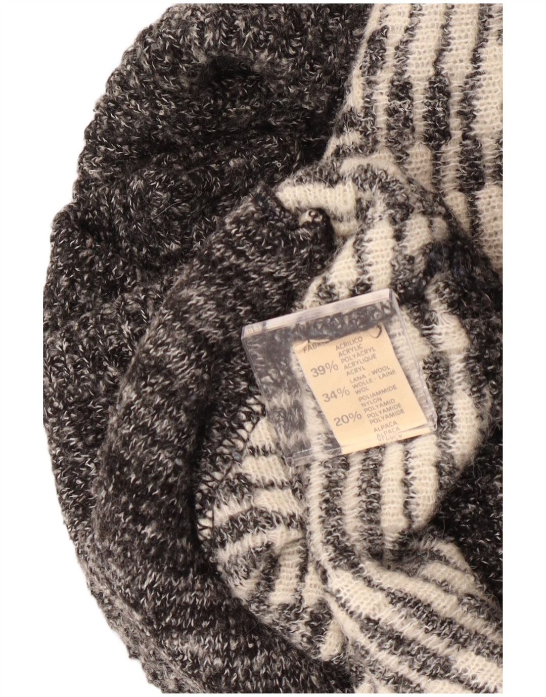 Vintage hombres Cardigan suéter XL gris geométrico acrílico