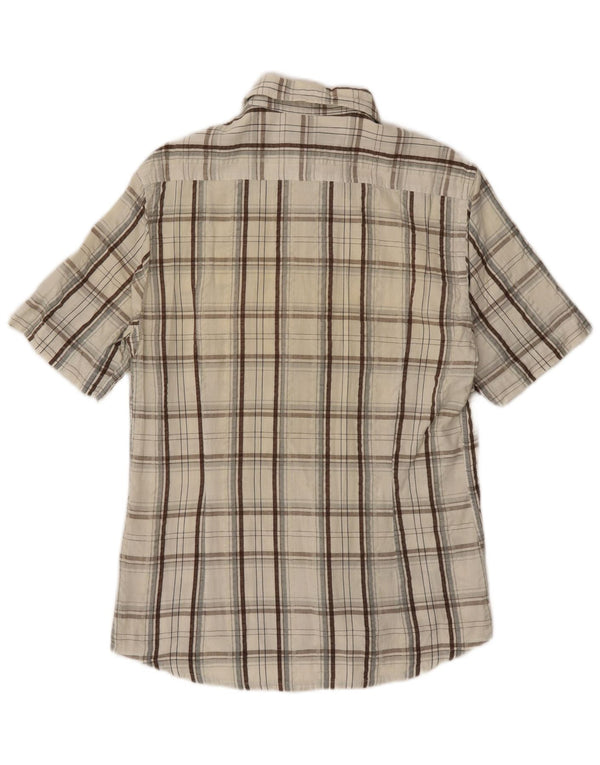 Kappa Hombre Camisa De Manga Corta Medium Off White Check Cotton