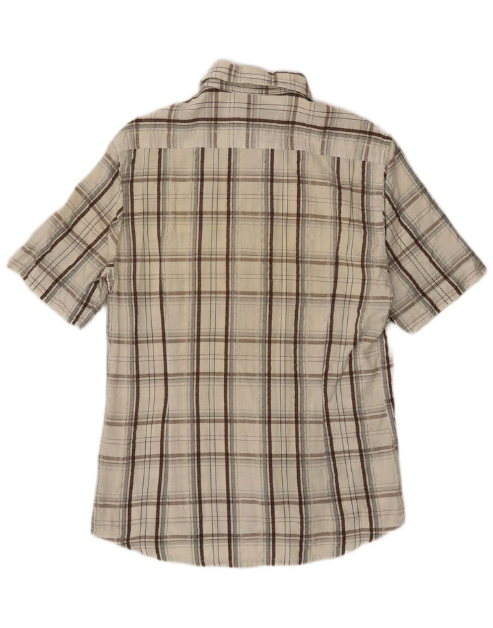 Kappa Hombre Camisa De Manga Corta Medium Off White Check Cotton