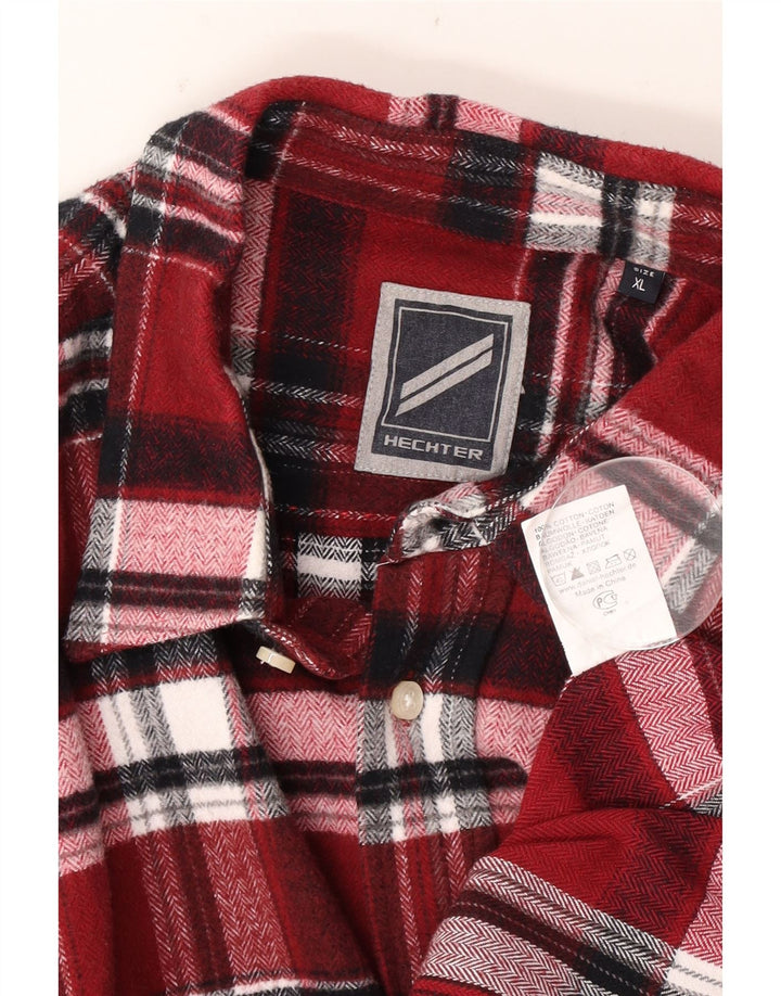 Daniel Hechter Camisa de franela para hombre XL Algodón a cuadros rojos
