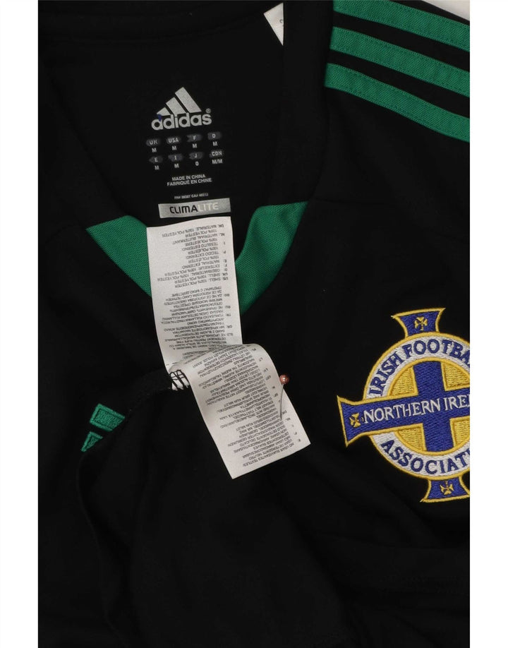 Adidas Camiseta De Fútbol Irlandesa Para Hombre Manga Larga Poliéster Negro Mediano