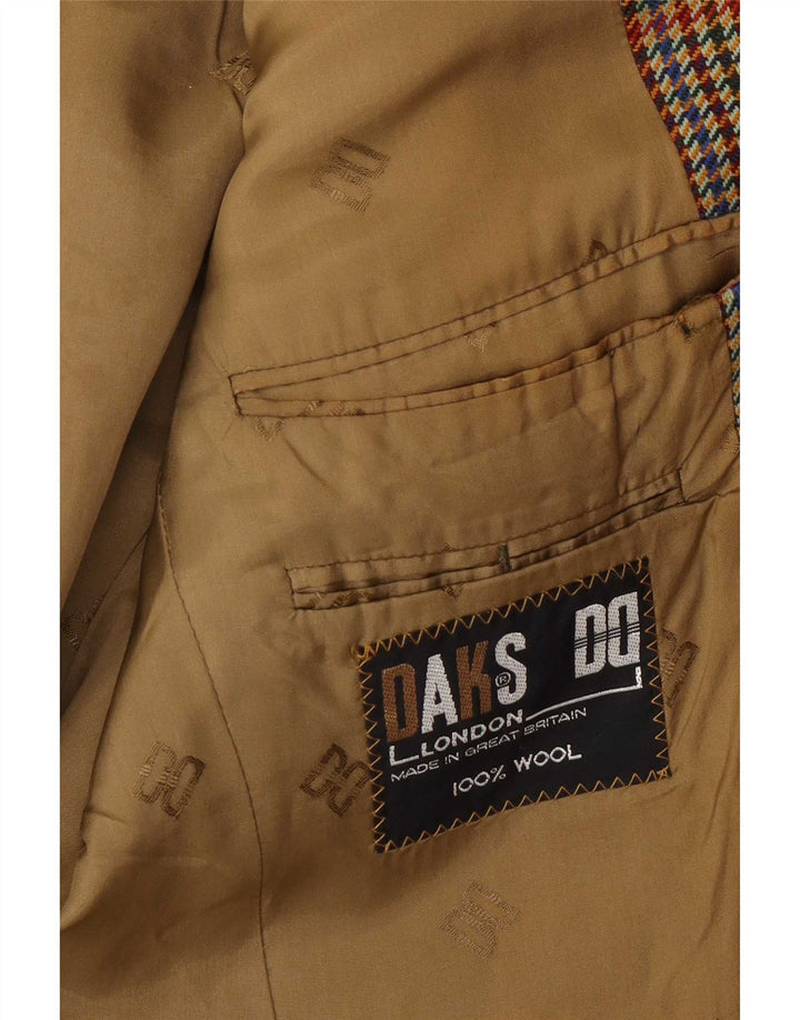 Dack's Chaqueta tipo blazer de 2 botones para hombre UK 38 Lana de pata de gallo marrón medio