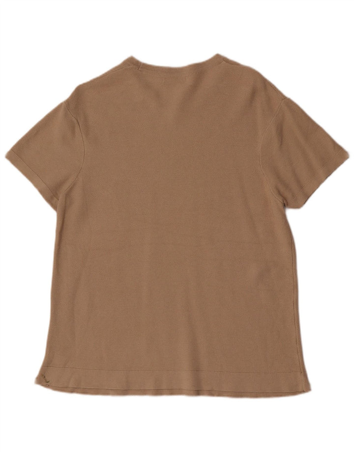 Zara Hombre Camiseta Manga Corta Top Algodón Marrón Medio