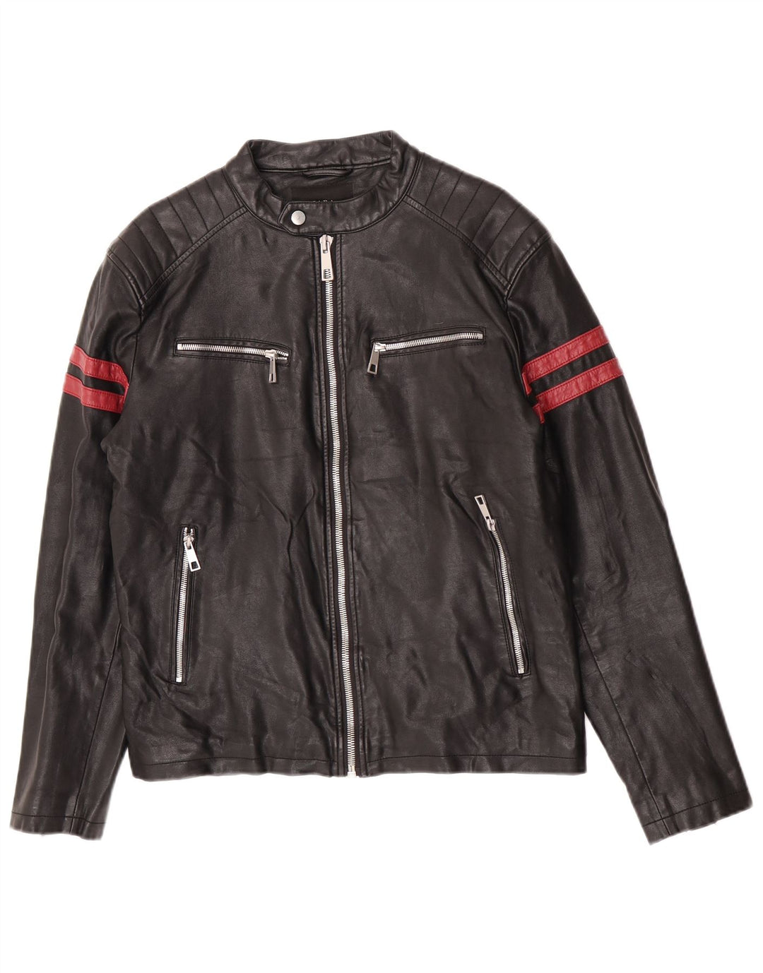 Zara Chaqueta Biker Hombre UK 38 Mediana Rayas Negras