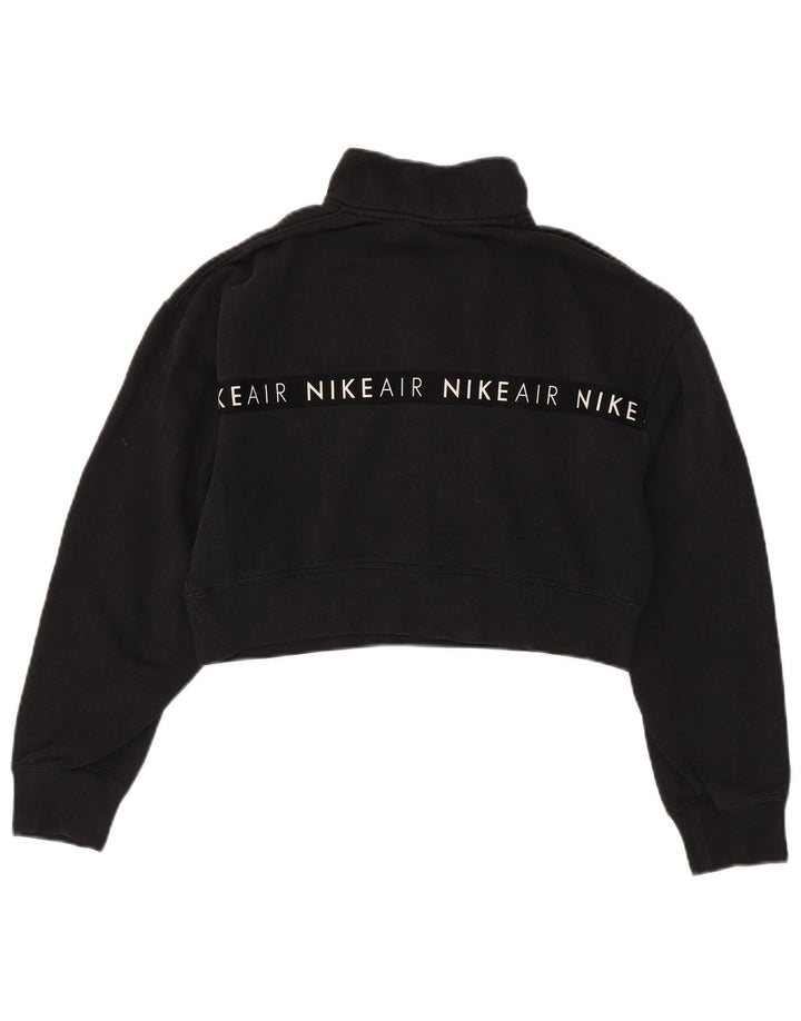 Nike Mujer Oversize Graphic Crop Sudadera Jumper UK 10 Small Negro