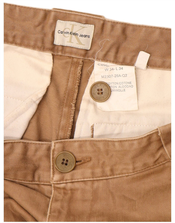 CALVIN KLEIN Pantalón cargo recto para hombre W34 L34 Algodón beige