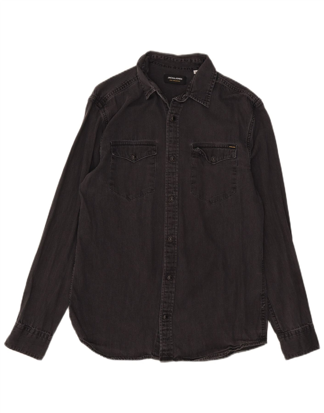 Jack & Jones Mens Denim Shirt Medium Black Cotton