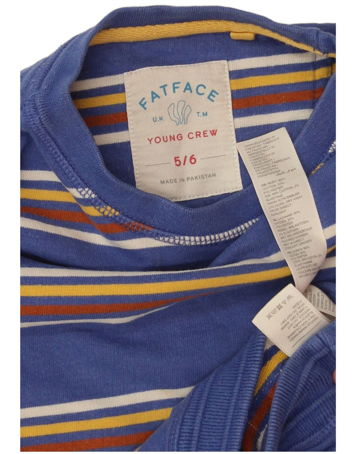 Fat Face Sudadera para niño - Jersey - 5-6 años - Algodón de rayas azules