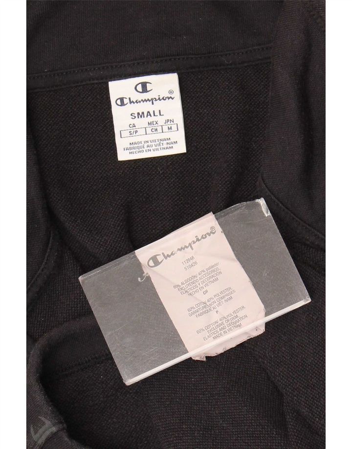 Champion Mujer Graphic Chándal Top Chaqueta Reino Unido 10 Pequeño Algodón Negro