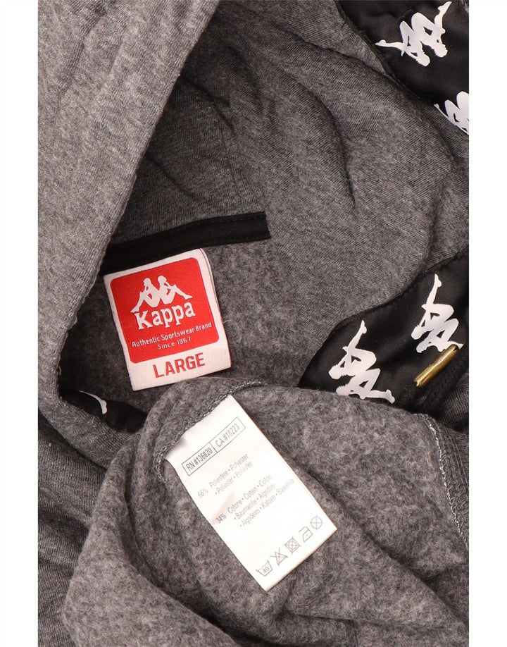 Kappa Hombre Sudadera Con Capucha Gráfica Jersey Grande Gris Poliéster