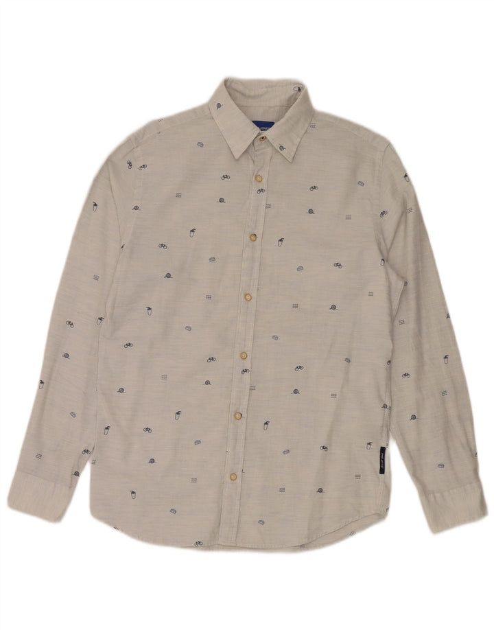 Camisa Jack & Jones Hombre con Estampado Abstracto Small Gris Algodón