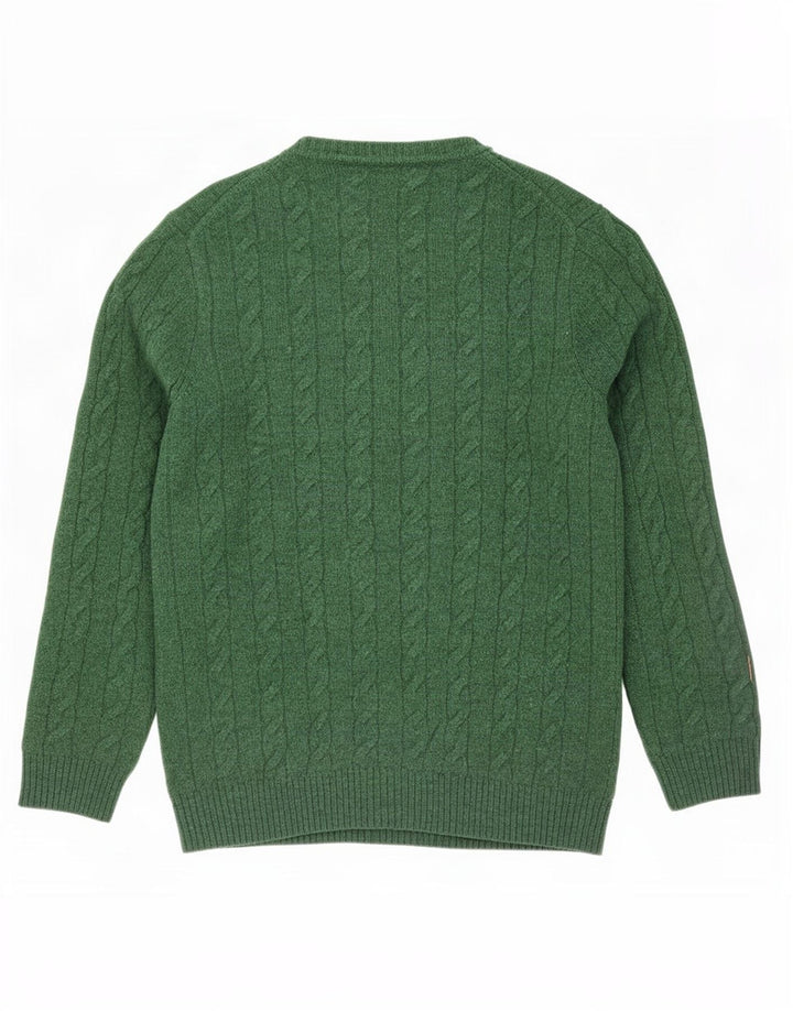 Gant Jersey con cuello barco para hombre, jersey de lana de cordero verde grande