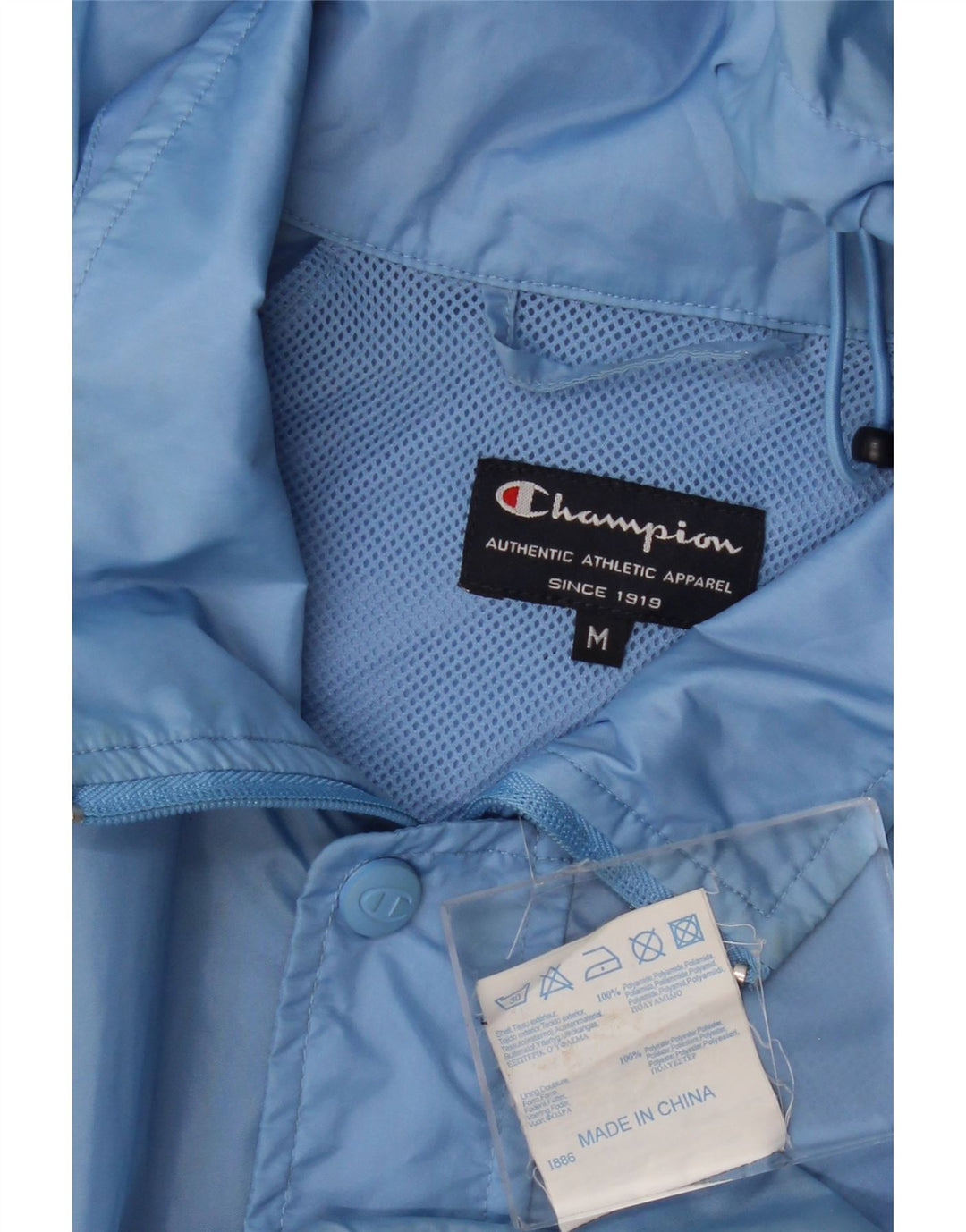Champion Chaqueta impermeable con capucha para hombre UK 38 Poliamida azul medio