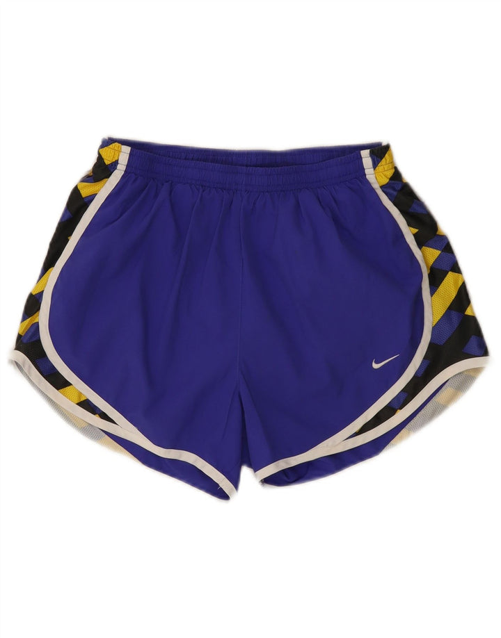 Nike Pantalones cortos deportivos para mujer UK 8/10 Pequeño Púrpura Geométrico Poliéster