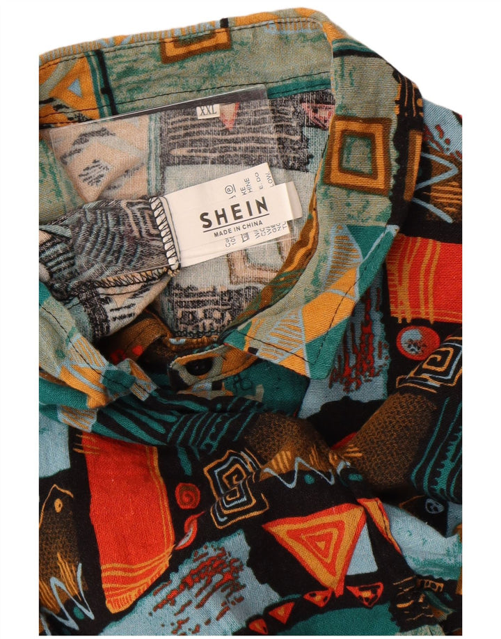 Shein Camisa Manga Corta Hombre 2XL Multicolor Geométrico