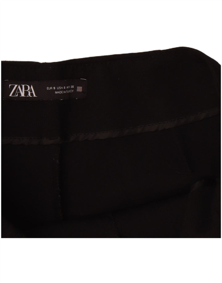 Zara Mujer Shorts Casuales Pequeño W26 Poliéster Negro