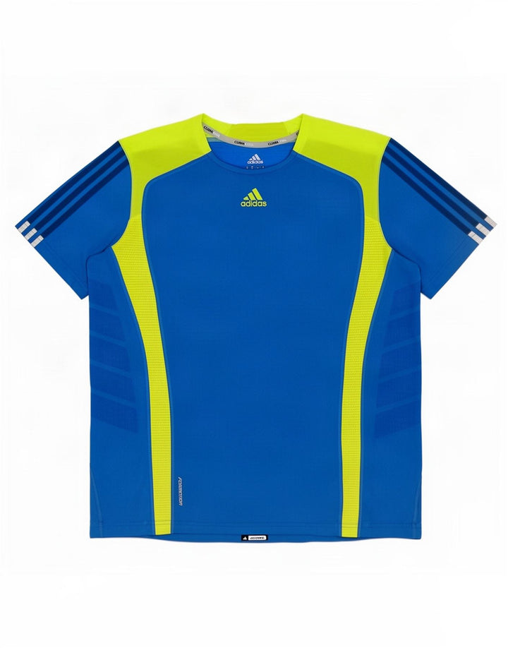 Adidas Hombre Climacool Camiseta Top Azul Medio Colorblock