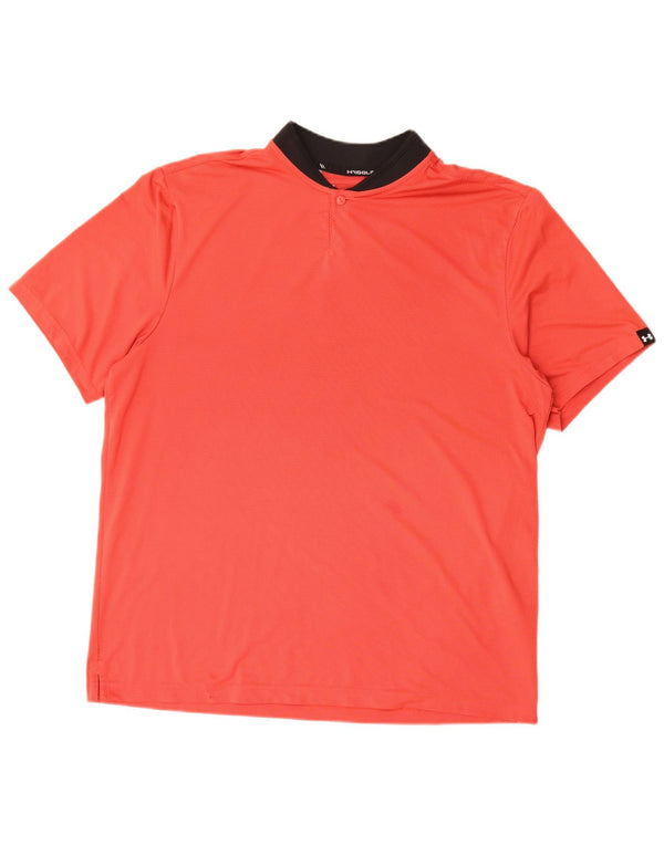 Under Armour Polo para hombre, talla grande, color rojo, poliéster, color block