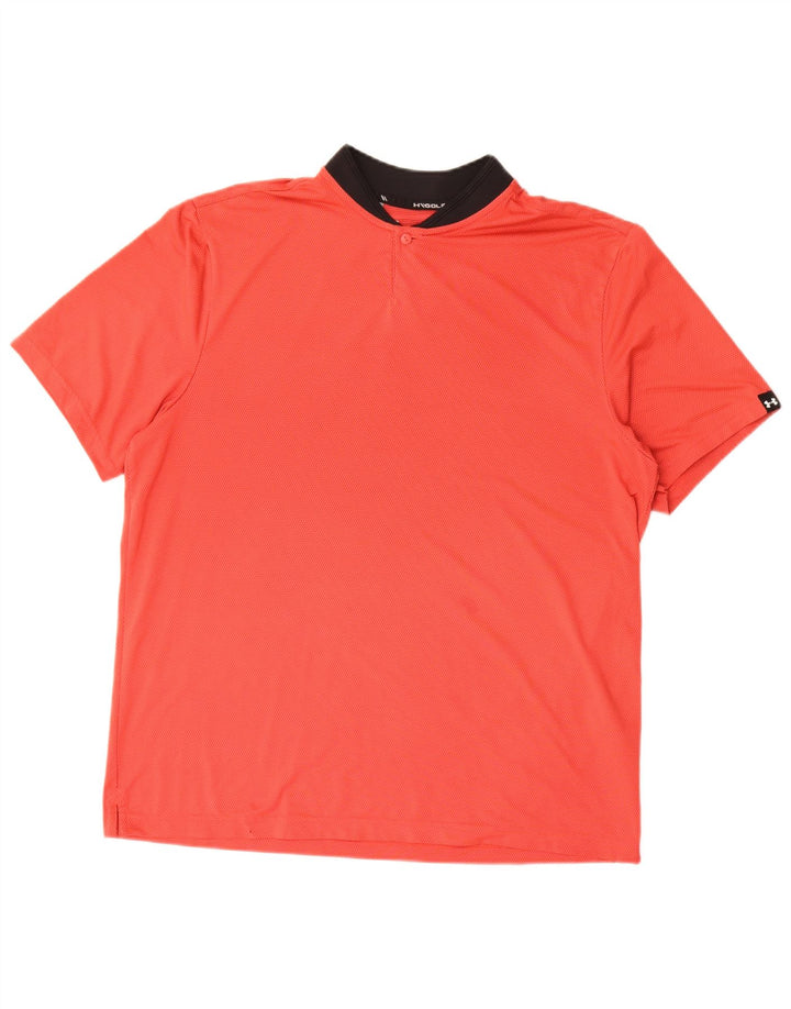 Under Armour Polo para hombre, talla grande, color rojo, poliéster, color block