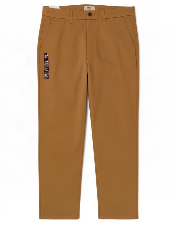 Marks & Spencer Pantalón chino holgado para hombre W34 L29 Algodón beige