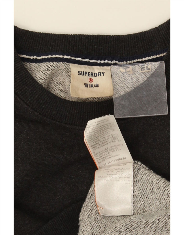 Superdry Sudadera extragrande para mujer, jersey, talla 40, talla pequeña, algodón negro