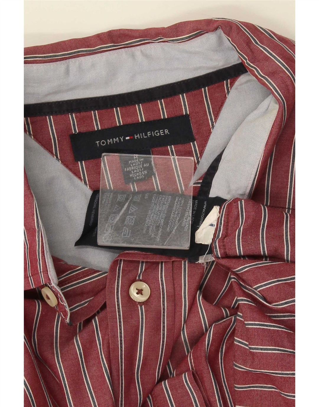 Camisa Tommy Hilfiger Hombre Algodón Rayas Roja Mediana