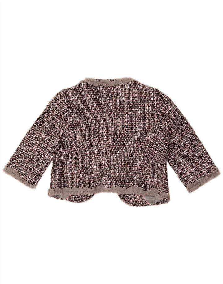 Marks & Spencer Chaqueta Bolero de Manga 3/4 para Mujer UK 44 Cuadros Gris Medio