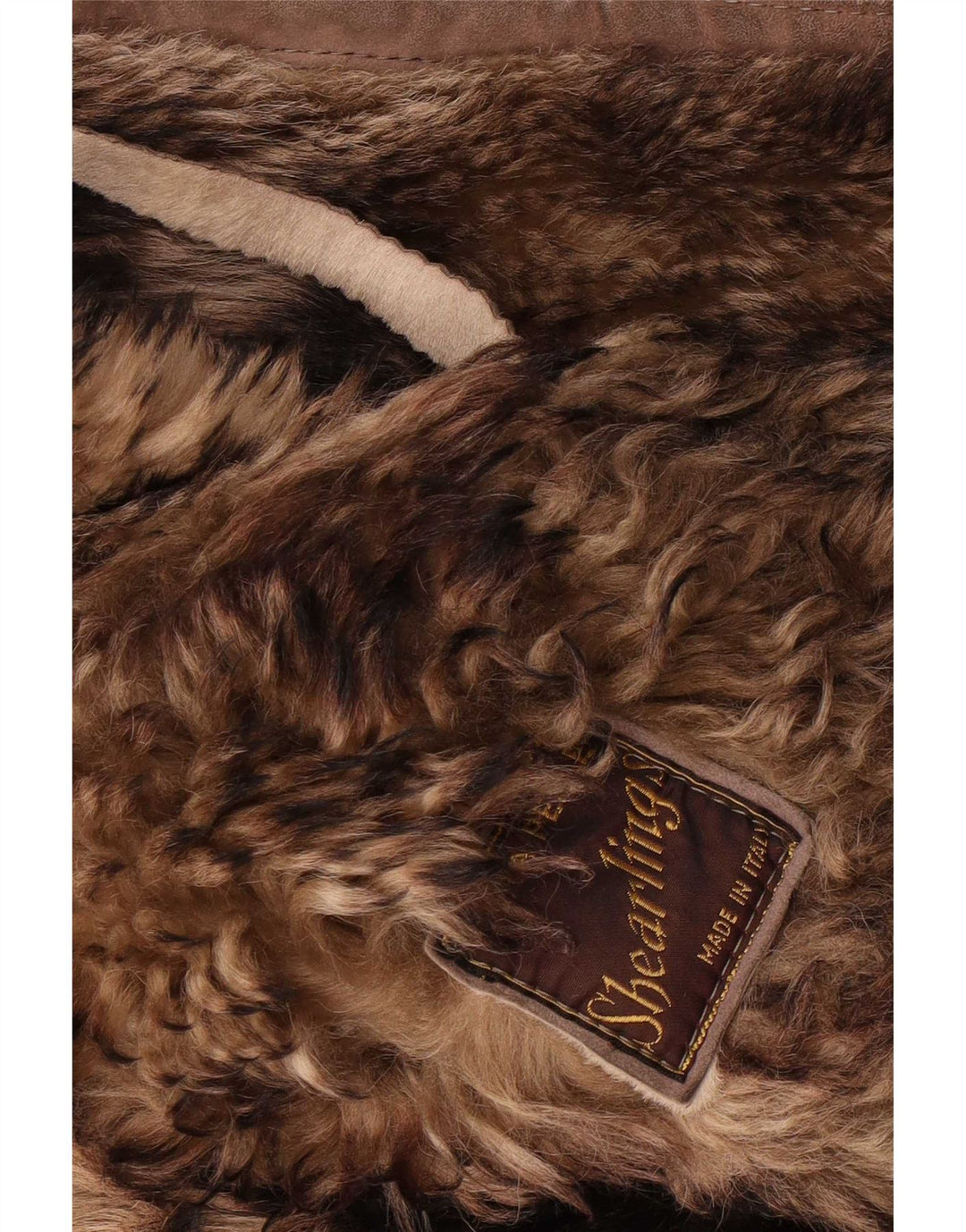 Vintage mujer shearling abrigo Reino Unido 18 XL Marrón