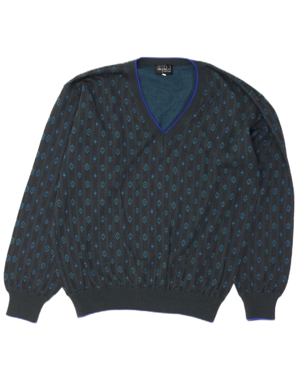 Jersey De Pietri Hombre Con Cuello En V IT 50 Gris Medio Algodón Geométrico