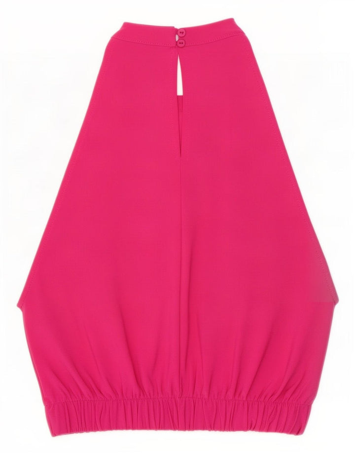 Zara Mujer Crop Halter Top UK 8 Pequeño Poliéster Rosa