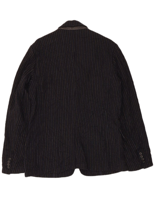 Guess Chaqueta tipo blazer de 2 botones para hombre UK 38 Mediana lana a rayas azul marino