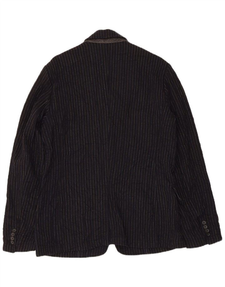 Guess Chaqueta tipo blazer de 2 botones para hombre UK 38 Mediana lana a rayas azul marino