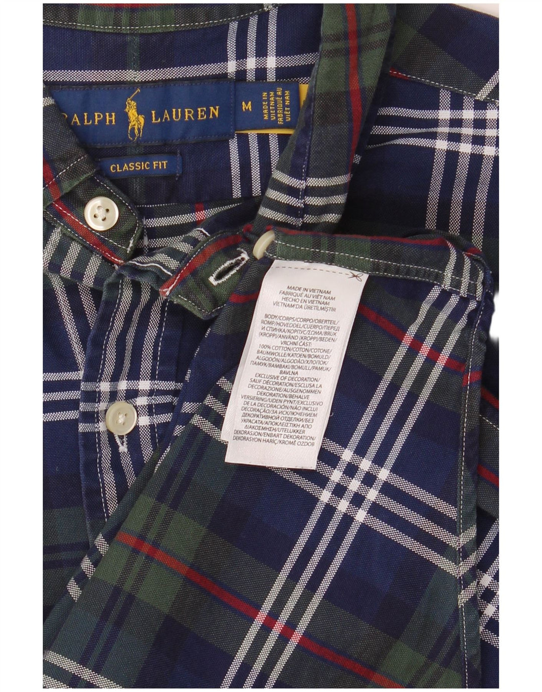 RALPH LAUREN Camisa de corte clásico para hombre Algodón a cuadros azul marino mediano