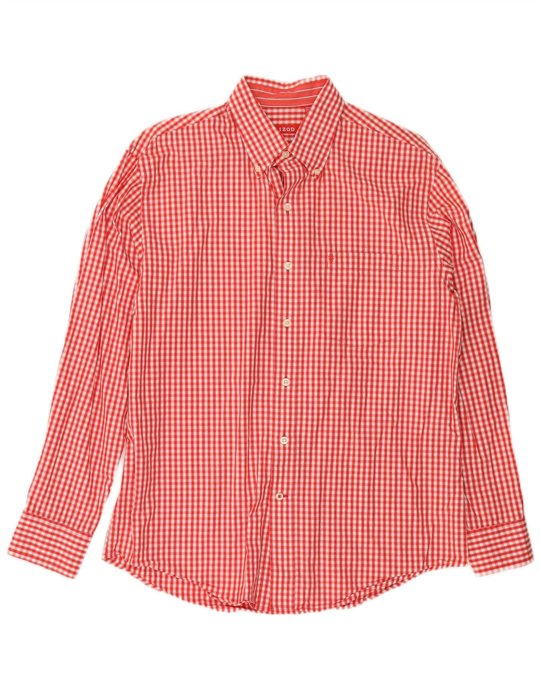 IZOD Camisa de hombre de algodón a cuadros rojo mediano