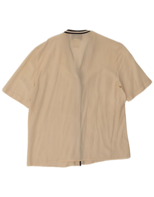 Blusa Camisa Mujer Manga Corta Les Copains IT 48 XL Blanco Roto Rayas
