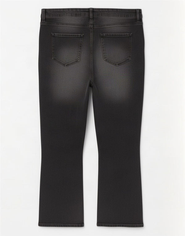 Marks & Spencer Vaqueros recortados ajustados acampanados para mujer UK 18 XL W36 L24 Negro
