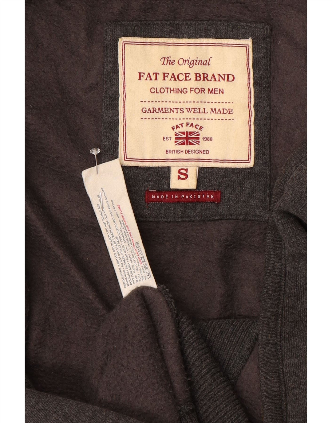 Fat Face - Sudadera con capucha y cremallera para hombre, talla pequeña, algodón gris