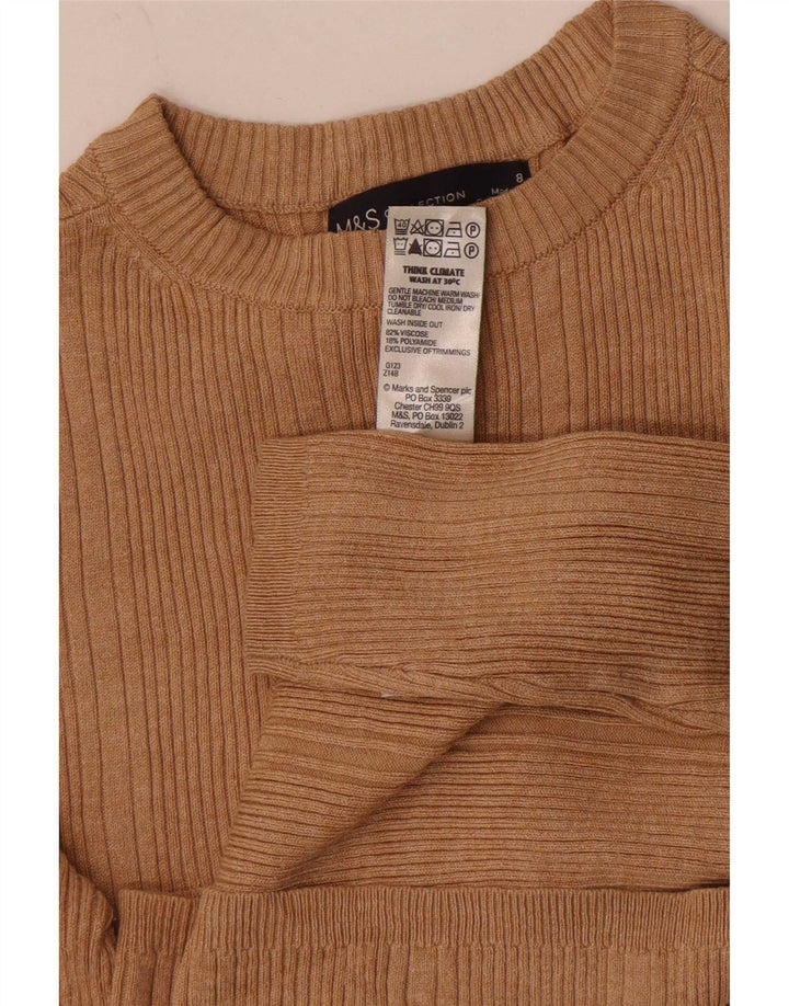 Marks & Spencer Top para mujer de manga larga UK 8 Small Viscosa beige