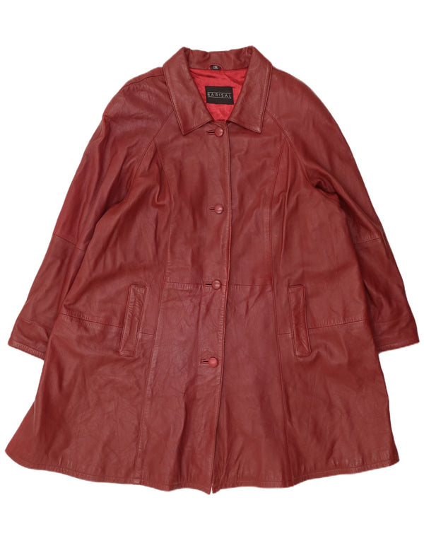 Barisal Abrigo de cuero extragrande para mujer EU 48 2XL Cuero granate