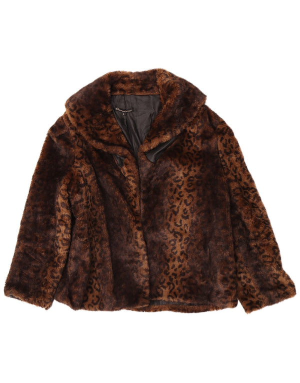 Glamorous Chaqueta de piel sintética para mujer UK 8 Small Marrón Estampado animal