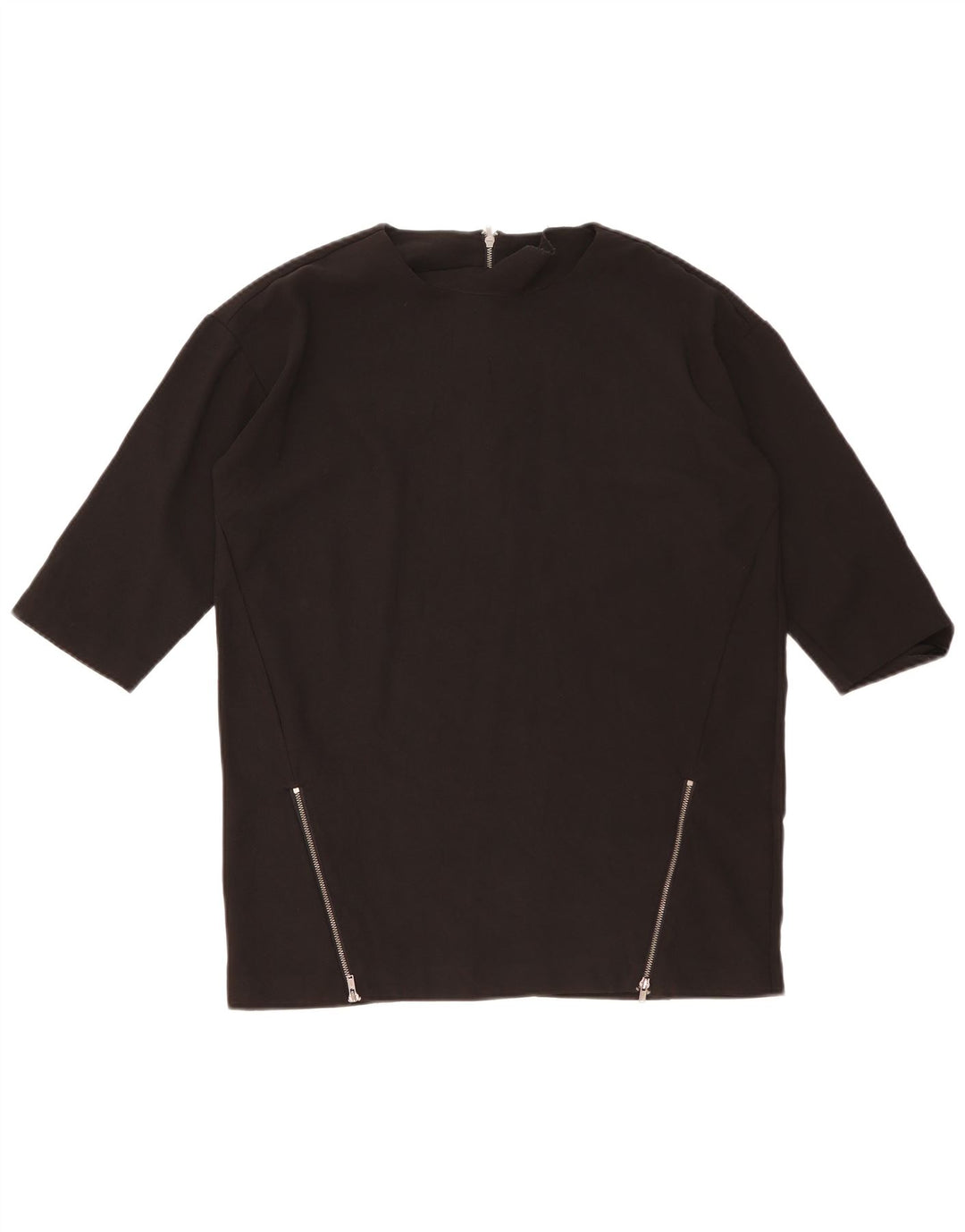 Oasis Blusa extragrande de manga 3/4 para mujer UK 10 Small Poliéster negro