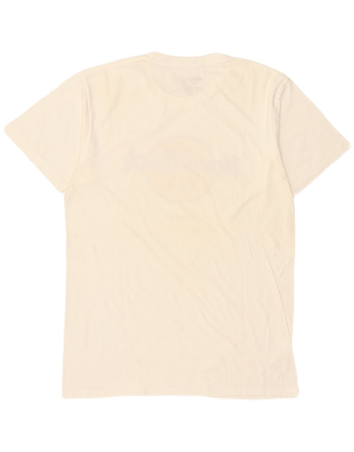 Hard Rock Cafe Hombres Praha Graphic Camiseta Top Medio Algodón Blanco