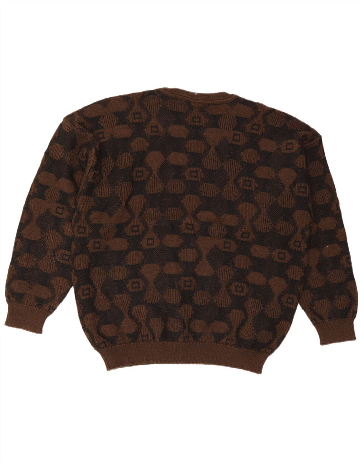 Baffo Jersey De Cuello Redondo Para Hombre Suéter Grande Marrón Argyle/Diamante Acrílico