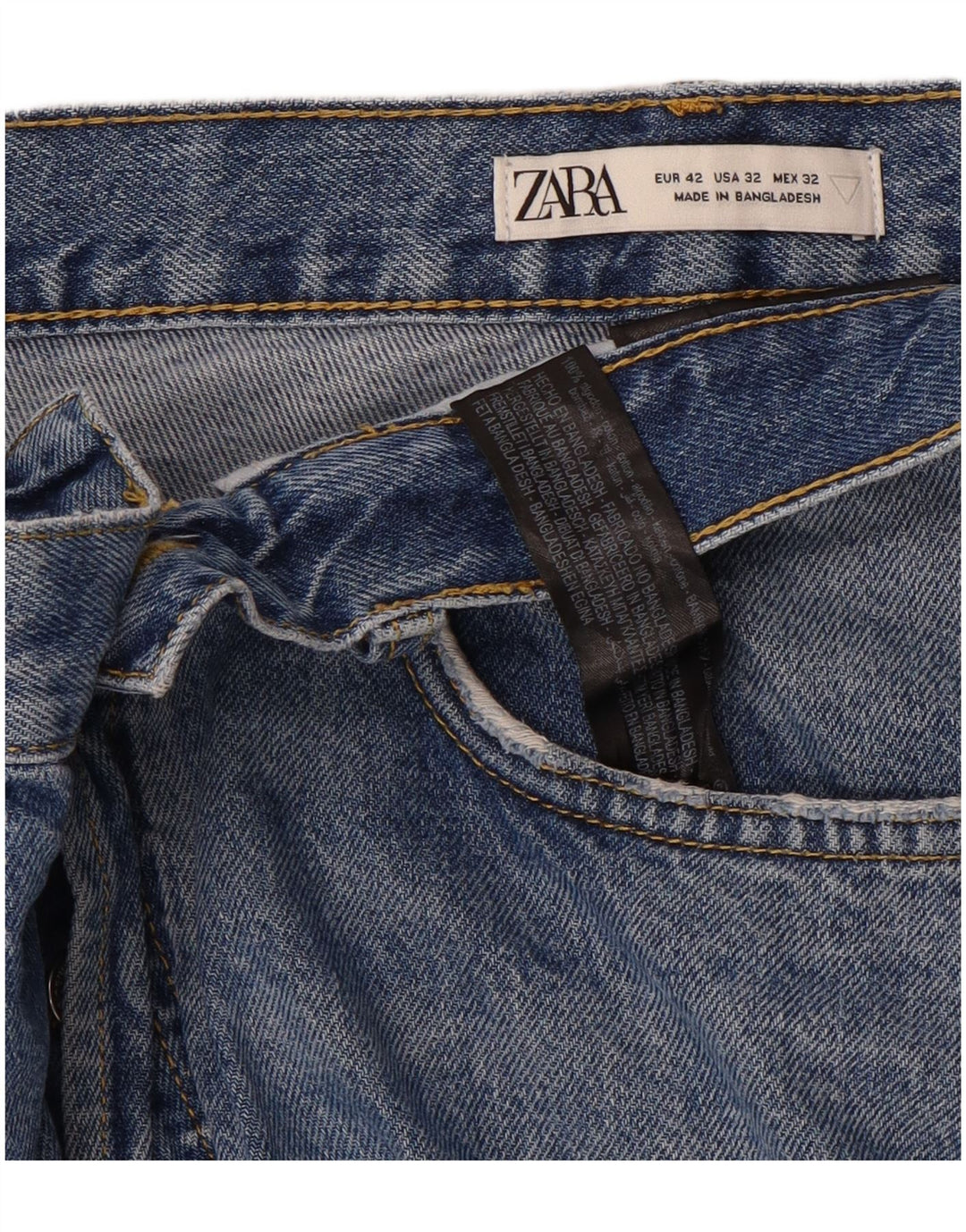 ZARA Vaqueros cónicos para hombre EU 42 Large W32 L26 Algodón azul