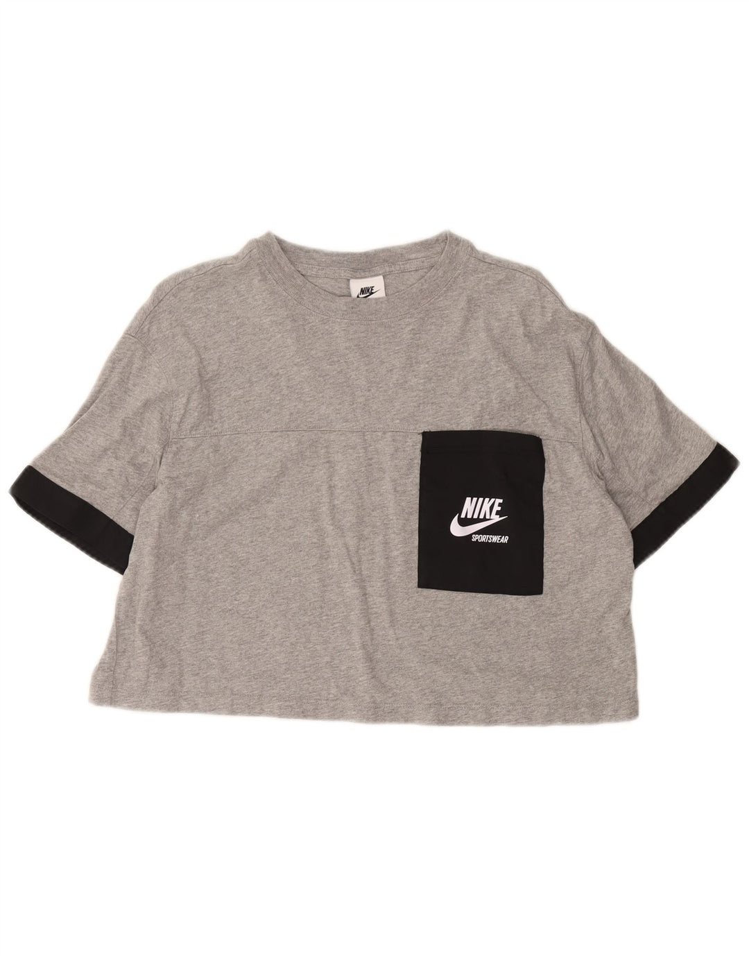 NIKE Camiseta corta con gráfico para mujer UK 40 Algodón con bloques de color gris medio