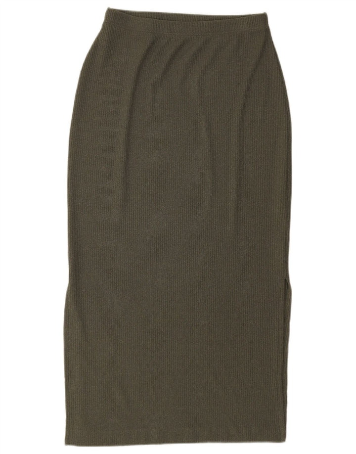 Marks & Spencer Falda midi de punto para mujer UK 12 Medium W28 Caqui Poliéster