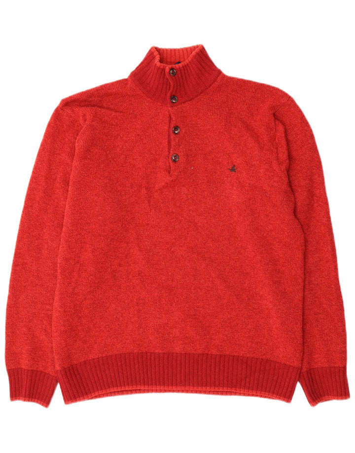 Brooksfield Suéter tipo jersey con cuello y botones para hombre IT 48 Lana roja mediana