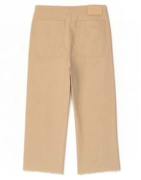 Zara Vaqueros De Pierna Ancha De Cintura Alta Para Mujer EU 44 XL W34 L28 Beige