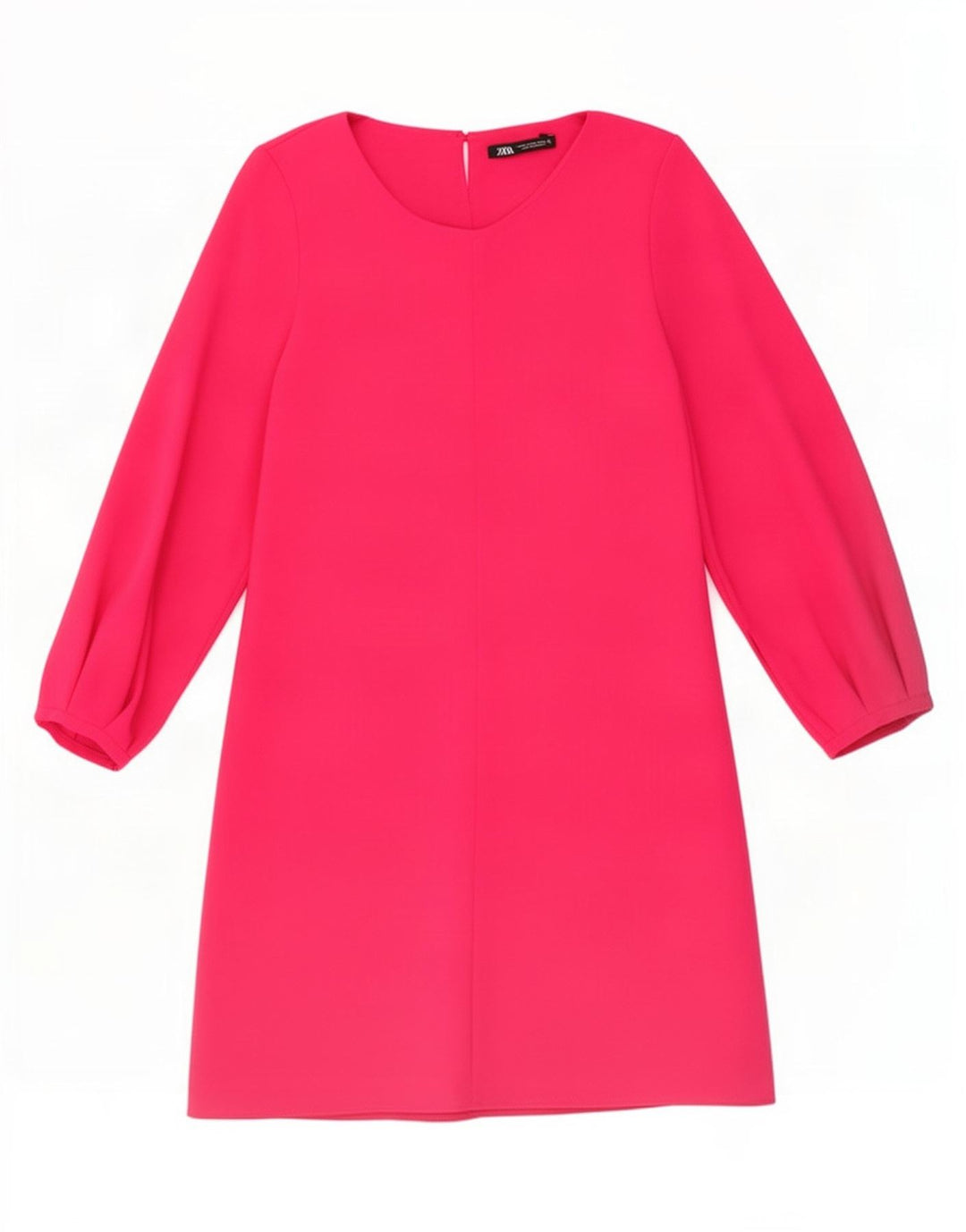 Zara Vestido acampanado de manga 3/4 para mujer UK 42 Poliéster rosa medio