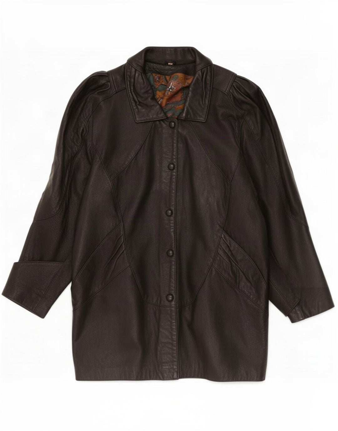 Abrigo de cuero vintage de gran tamaño para mujer UK 10 Pequeño Negro